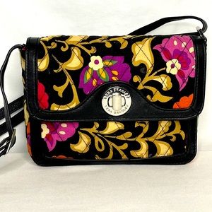 Vera Bradley Evie Crossbody Bag in Black & Pink Floral